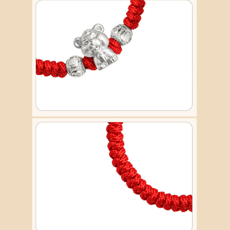 Nimara Ritual 999 Sterling Silver Chinese Zodiac Red Rope Luck Handcrafted Kids Bracelet