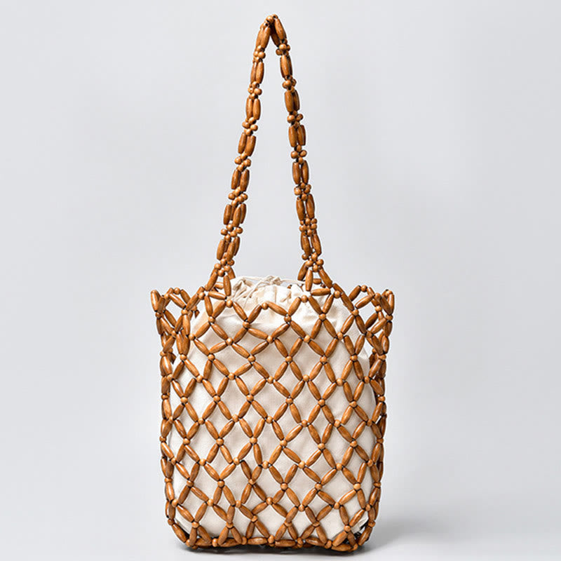 Nimara Ritual Hand-woven Wooden Beads Shoulder Bag Handbag