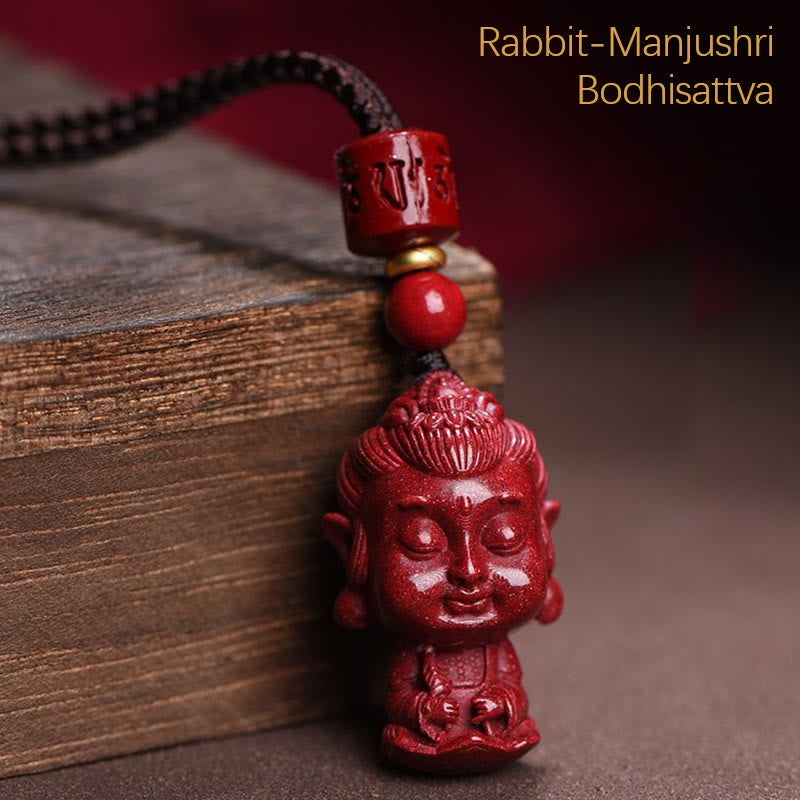 Nimara Ritual Chinese Zodiac Natal Buddha Natural Cinnabar Amulet Keep Away Evil Spirits Necklace Pendant