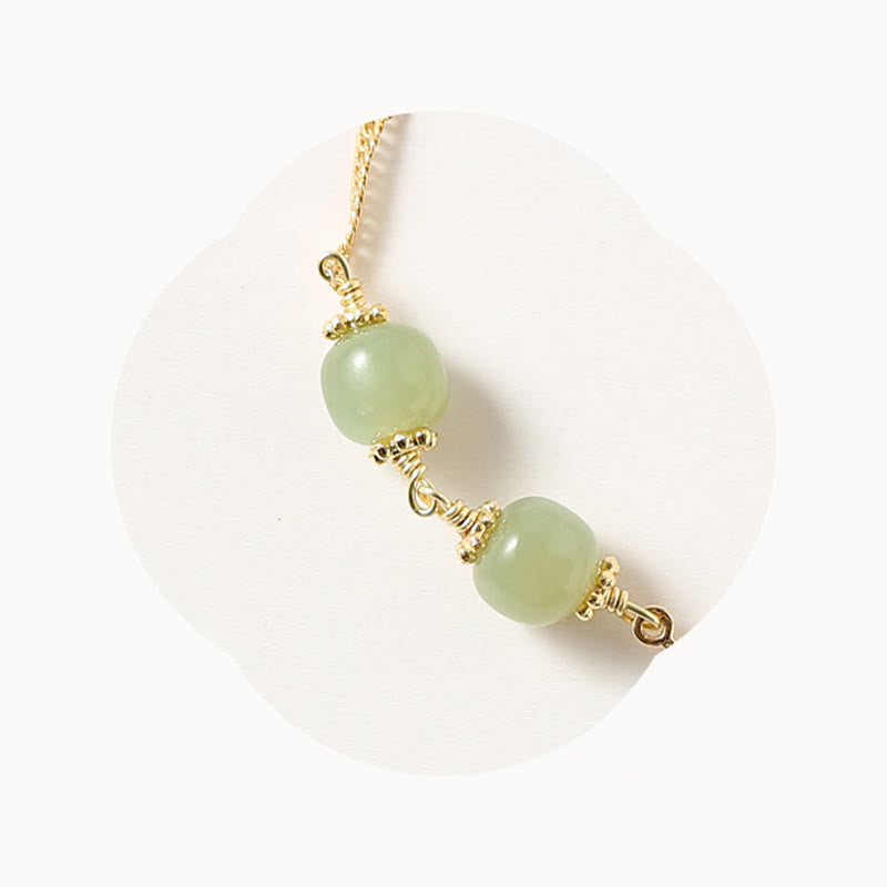 Nimara Ritual 14K Gold Plated Hetian Jade Golden Rose Flower Luck Chain Bracelet