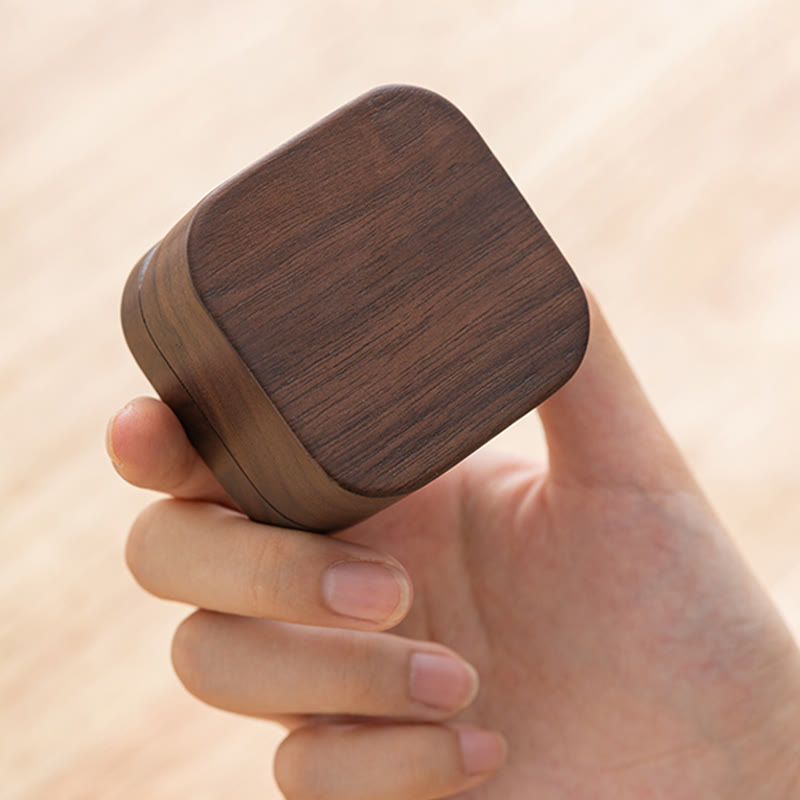 Nimara Ritual Retro Handmade Black Walnut Wood Ring Jewelry Storage Box Leaf Wooden Gift Box