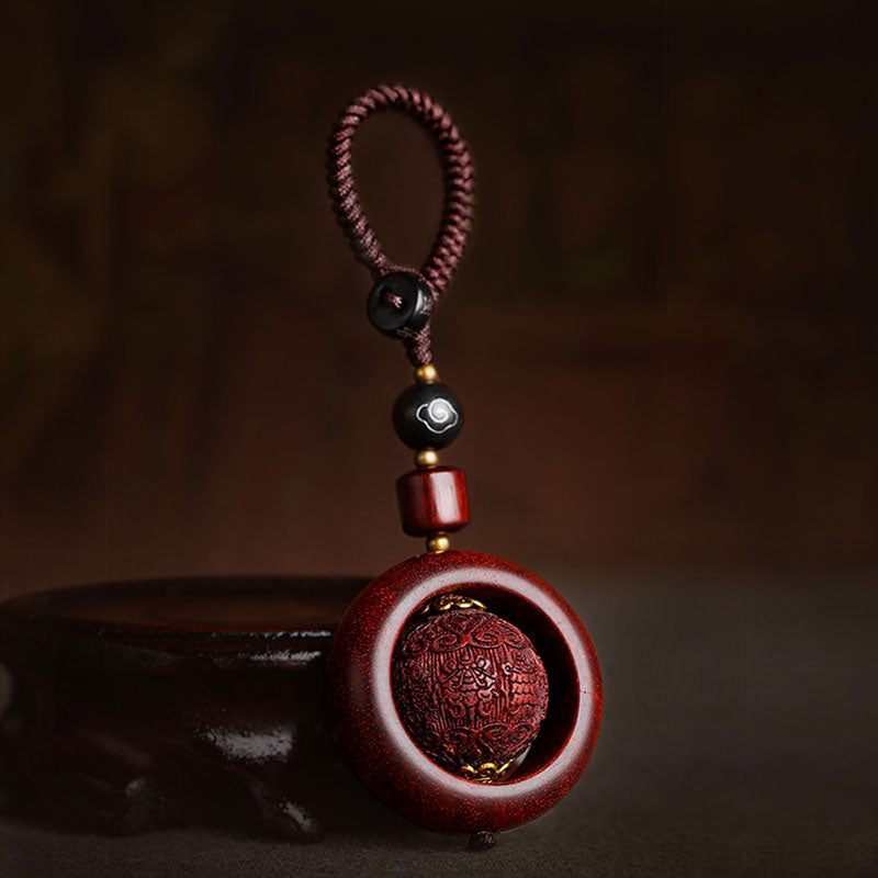 Nimara Ritual Tibetan Small Leaf Red Sandalwood Ebony Luck Protection Rotation Decoration