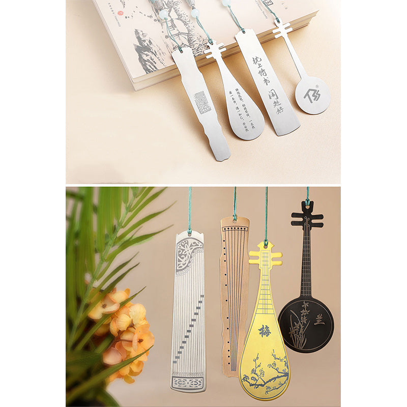 Nimara Ritual Classical Musical Instruments Pipa Guzheng Guqin Ruan Metal Bookmarks Tassel With Gift Box