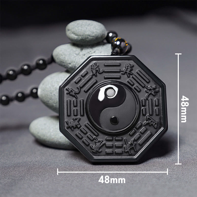 Nimara Ritual Black Obsidian Stone Yin Yang Pendant Necklace