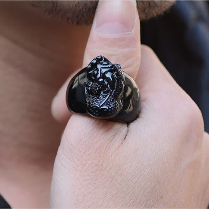 Nimara Ritual FengShui PiXiu Black Obsidian Strength Ring