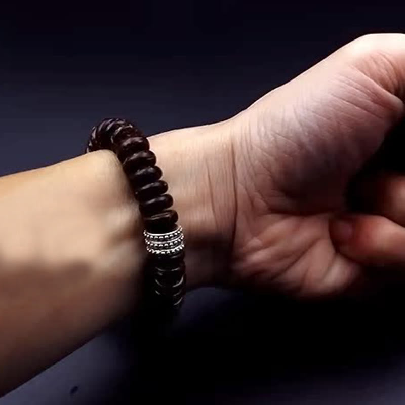Nimara Ritual Natural Tibetan Coconut Shell Om Mani Padme Hum Positive Bracelet