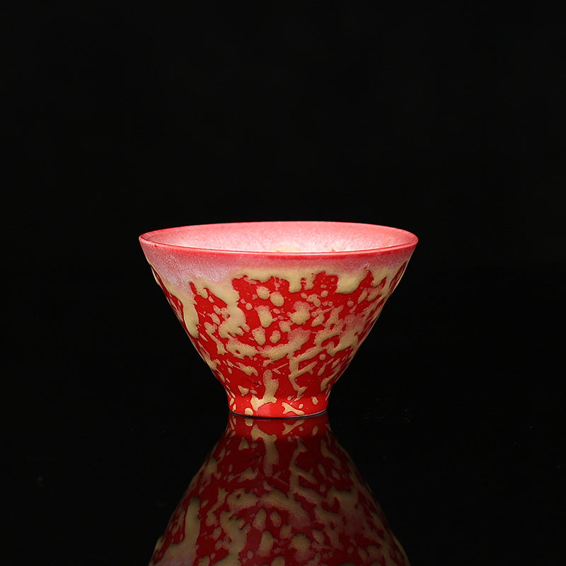 Nimara Ritual Retro Blue Red Gradient Lotus Pattern Kiln Change Ceramic Teacup Kung Fu Tea Cup Bowl