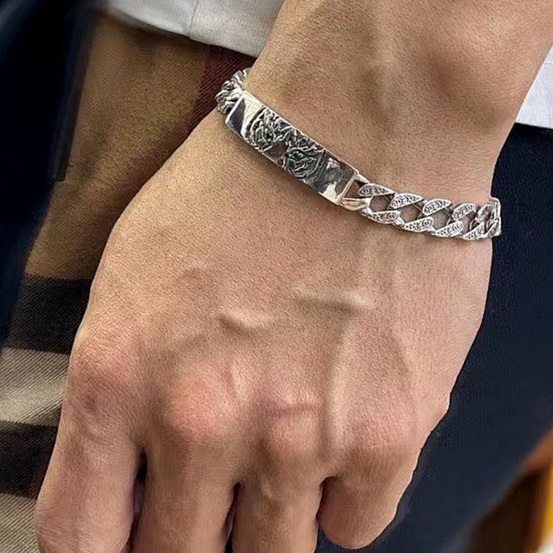 Nimara Ritual Tiger Tang Dynasty Flower Design Copper Luck Chain Bracelet