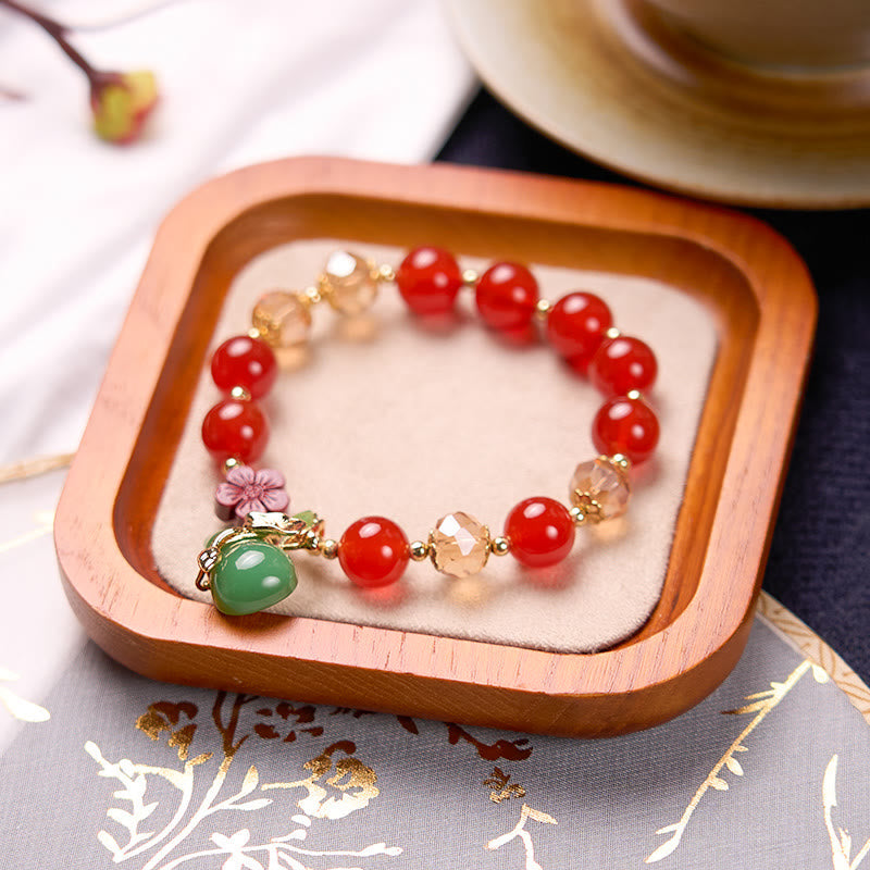 Nimara Ritual Natural Red Agate Green Agate Gourd Cinnabar Flower Beads Confidence Bracelet