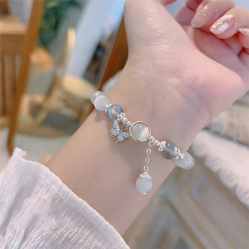Nimara Ritual Cat's Eye Moonstone Butterfly Star Charm Support Bracelet