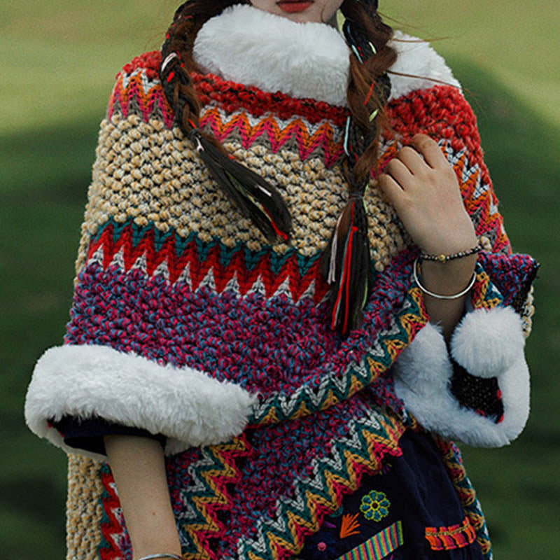 Nimara Ritual Tibetan Multicolored Striped Shawl Winter Cozy Travel Scarf Wrap