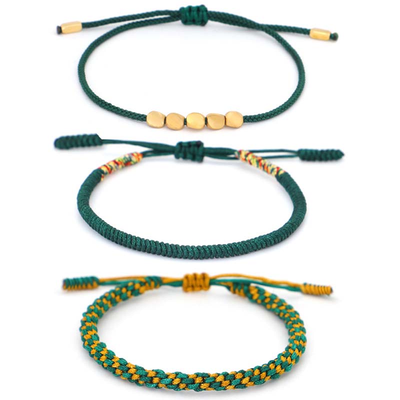 Nimara Ritual 3 PCS Tibetan Copper Beads Healing Protection Luck Bracelet Set
