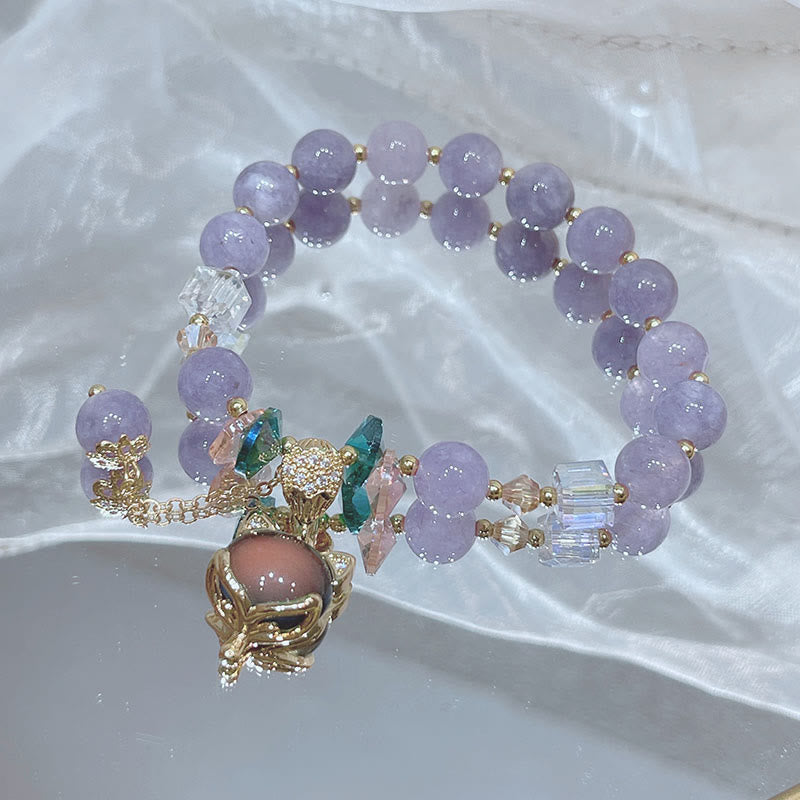 Nimara Ritual Natural Purple Jade Fox Charm Happiness Bracelet