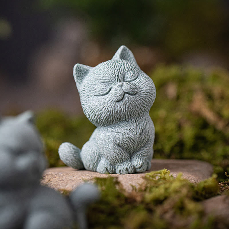 Nimara Ritual Small Cat Home Tea Pet Figurine Desk Decoration