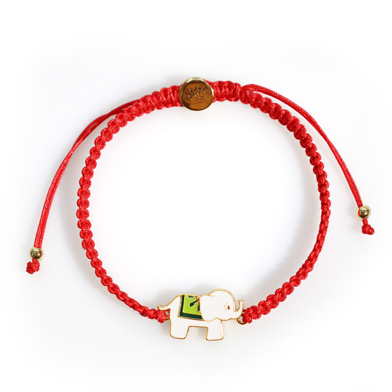Nimara Ritual Tibetan Handmade 925 Sterling Silver Lucky Elephant Red String Bracelet