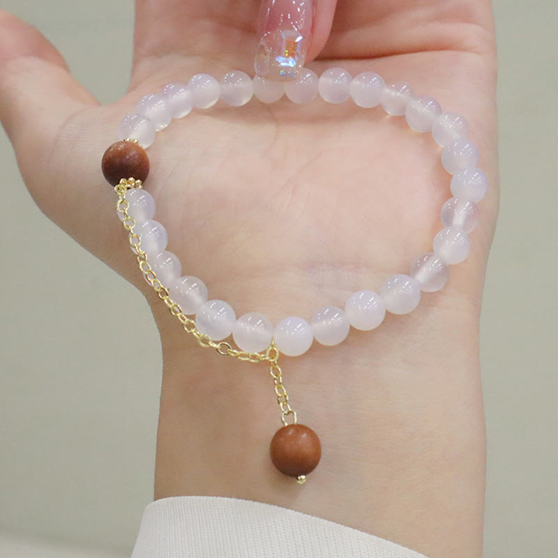 Nimara Ritual Sandalwood Cat's Eye Fu Character Charm Protection Bracelet