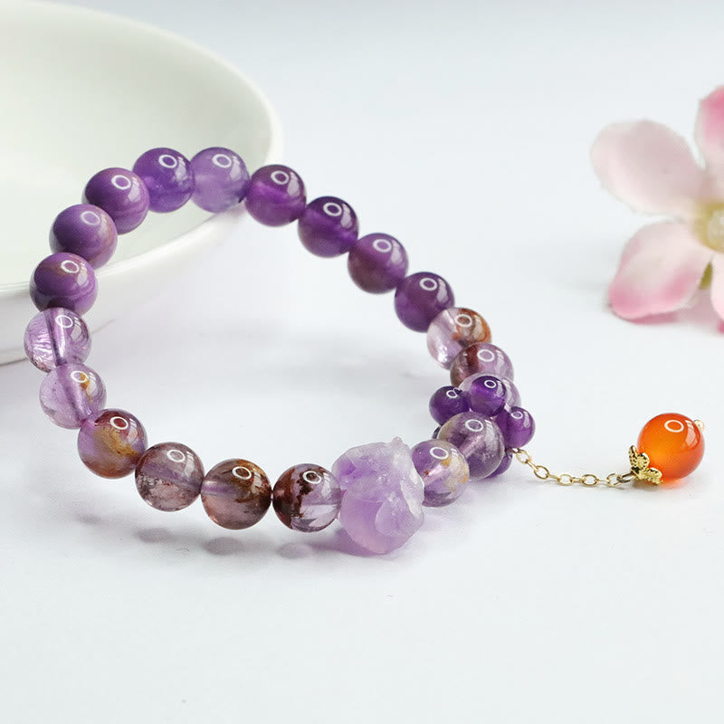 Nimara Ritual Natural Amethyst Purple Phantom Gemstone Spiritual Awareness Bracelet