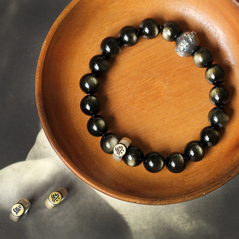 Nimara Ritual Chinese Zodiac Natal Buddha Obsidian Purification Bracelet
