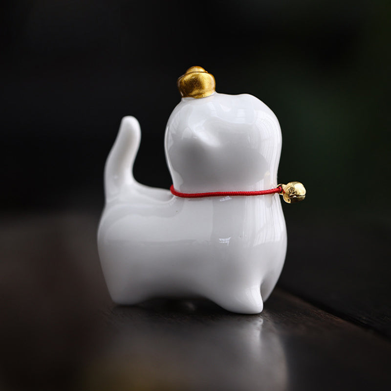 Nimara Ritual Mini Lucky Cat Ingot Tea Pet Ceramic Home Desk Figurine Decoration