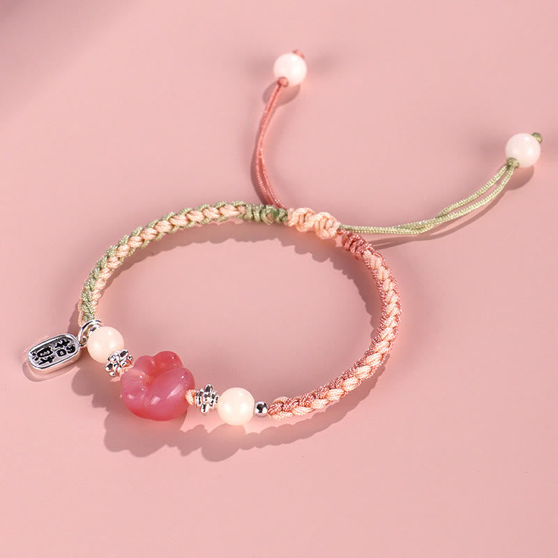 Nimara Ritual Yanyuan Agate Cat Claw Paw White Bodhi Seed Fu Character Positive Braided Rope Bracelet