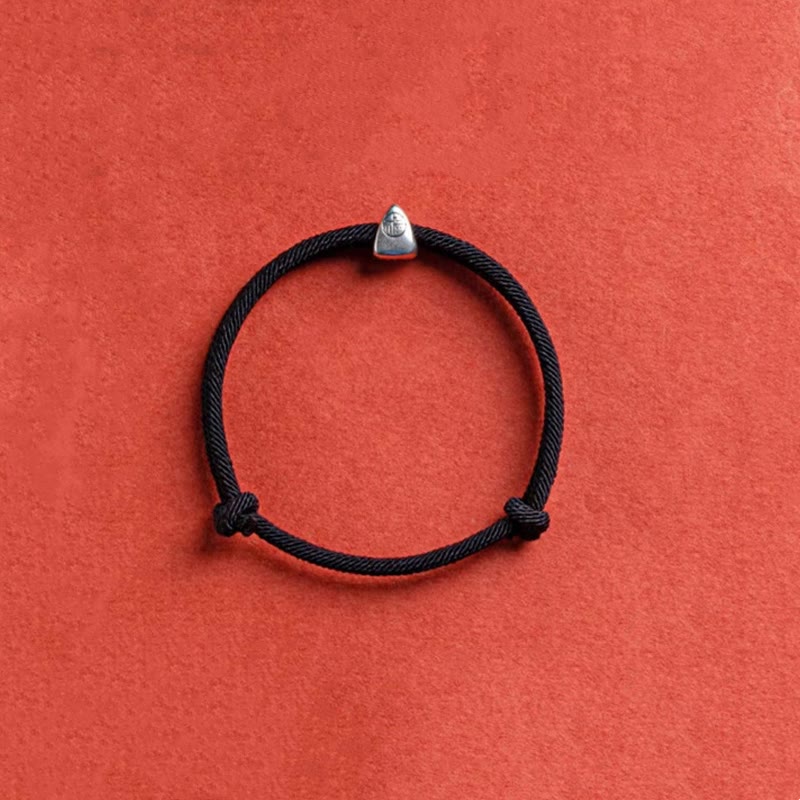Nimara Ritual 925 Sterling Silver Fu Character Blessing Handmade Braided Bracelet