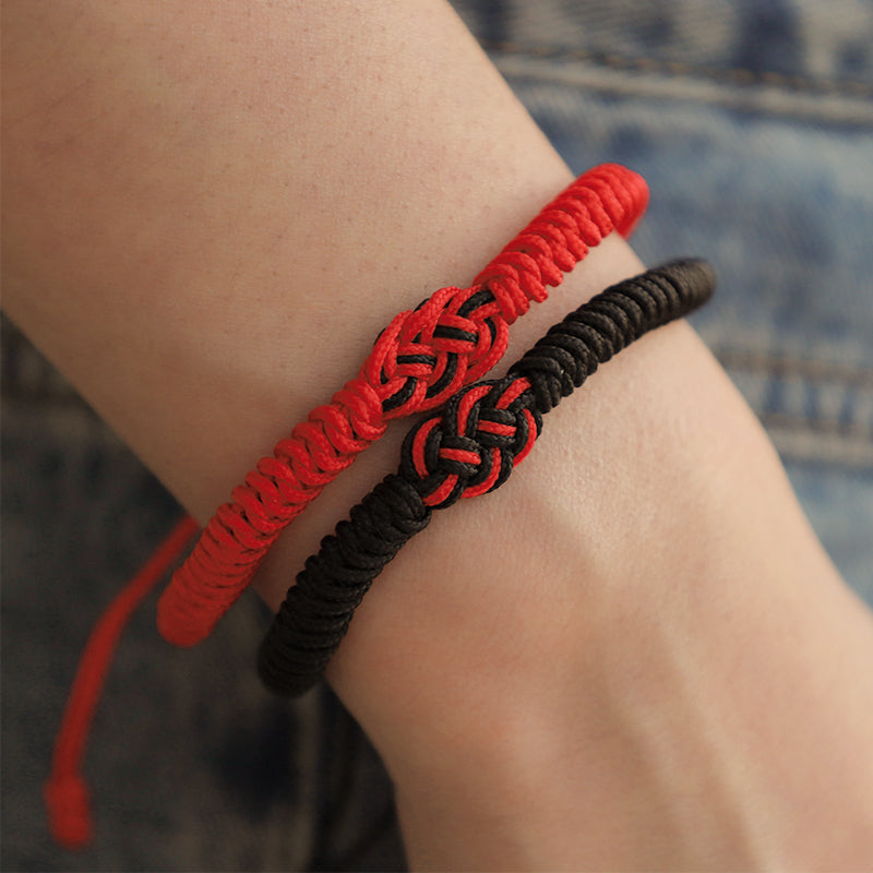 Nimara Ritual 2Pcs Tibetan Luck Chinese Knot Protection String Bracelet