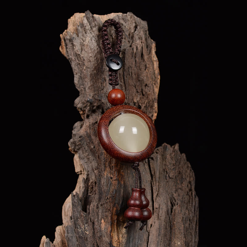 Nimara Ritual Red Sandalwood Ebony Wood Green Sandalwood Luminous Lucky Bead Gourd Peace Key Chain