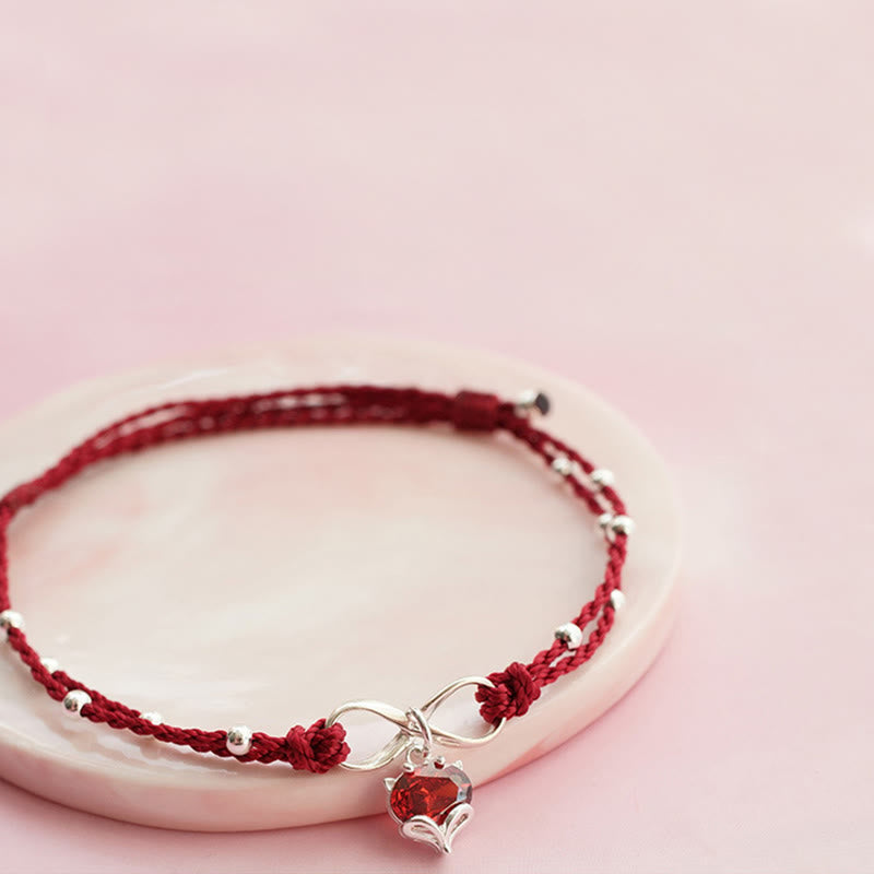 Nimara Ritual Love Heart Infinity Symbol Braided String Anklet