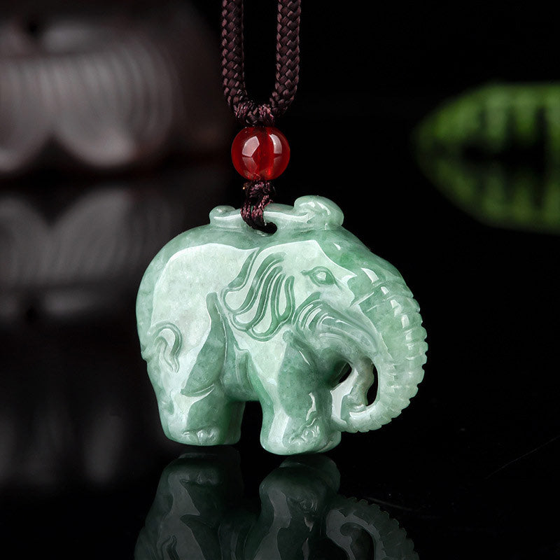 Nimara Ritual Elephant Jade Luck Strength Necklace String Pendant