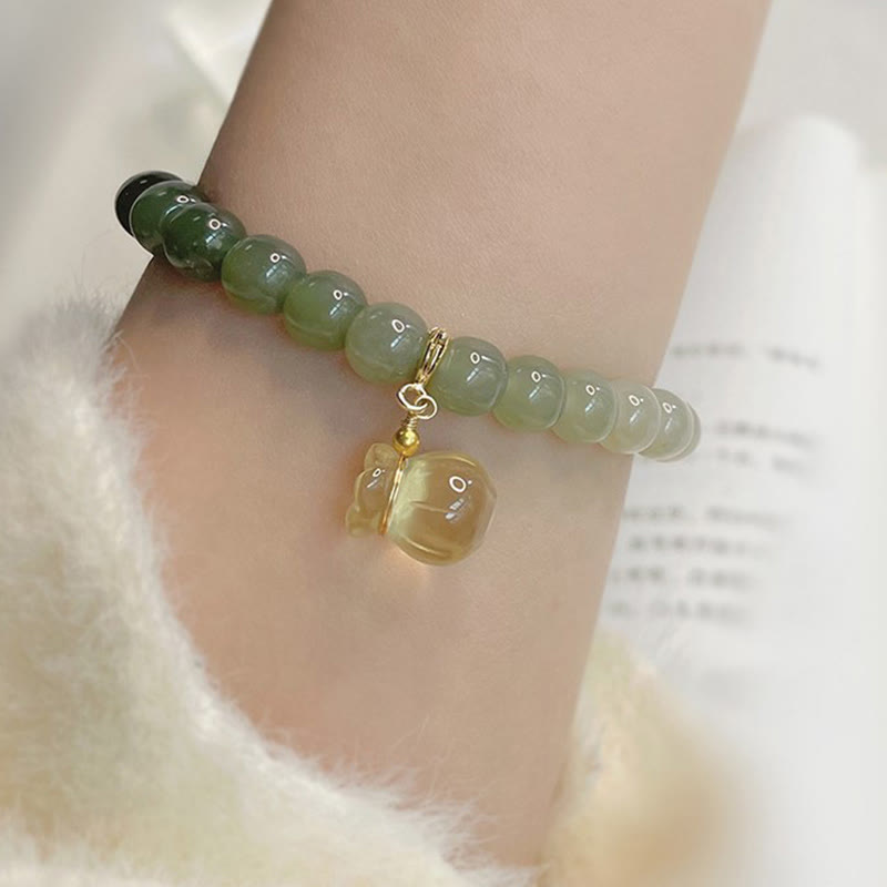 Nimara Ritual Natural Hetian Jade Money Bag Charm Bead Prosperity Bracelet