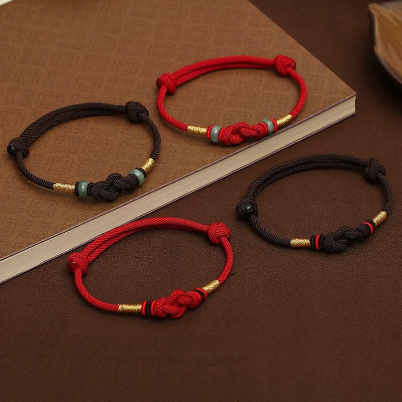 Nimara Ritual Red String Jade Luck Fortune Knot Braided Couple Bracelet