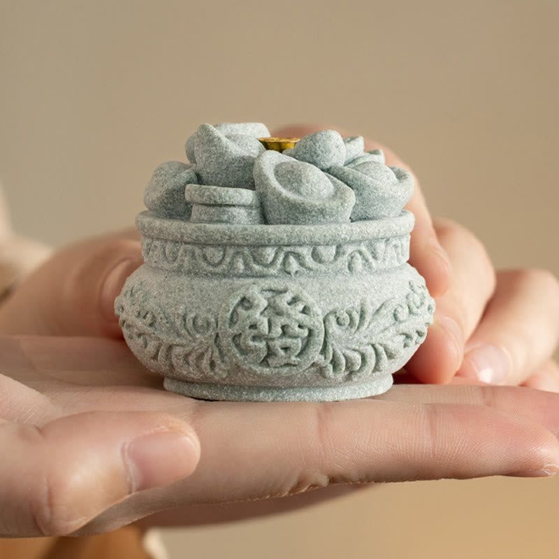 Nimara Ritual Chinese Character Fu Ingots Healing Incense Burner Desk Decoration