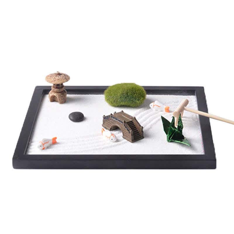 Nimara Ritual Koi Fish Small Bridge Grass Landscape Peace Meditation Zen Garden Decoration
