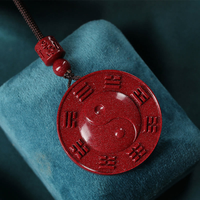 Nimara Ritual Cinnabar Yin Yang Bagua Blessing Necklace Pendant