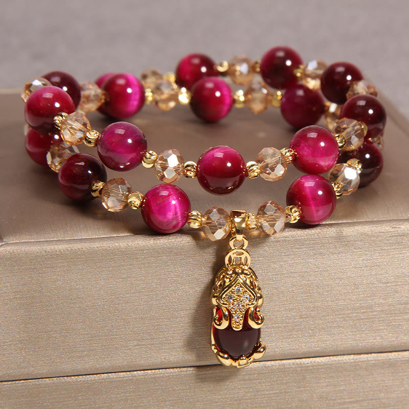 Nimara Ritual Tiger Eye Pixiu Fox Money Bag Protection Self Confidence Double Wrap Bracelet
