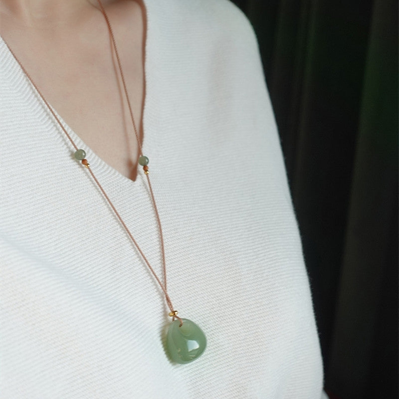Nimara Ritual Natural Jade Luck Prosperity Necklace Pendant