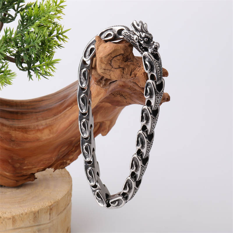 Nimara Ritual Dragon Titanium Steel Luck Bracelet Bangle