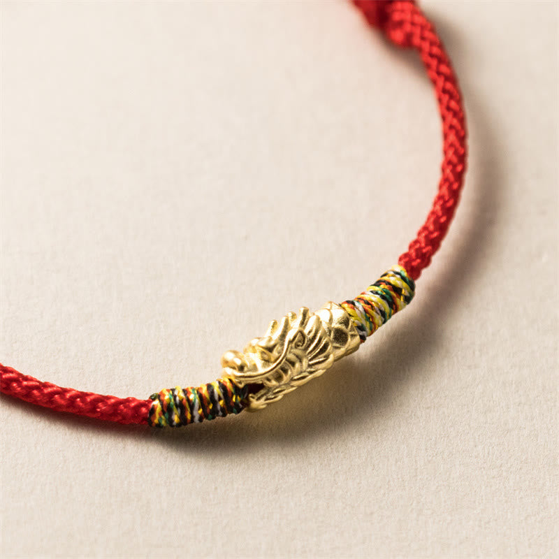 Nimara Ritual 925 Sterling Silver Year of the Dragon Luck Strength Red Rope Bracelet