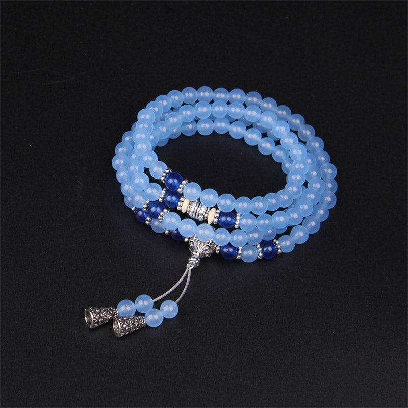 Nimara Ritual 108 Beads Blue Crystal Healing Bracelet Mala
