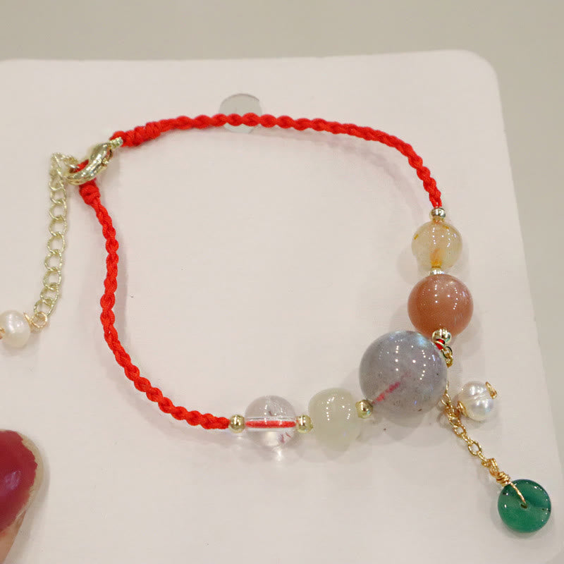Nimara Ritual Moonstone Sunstone Beads Peace Buckle Charm Healing Bracelet