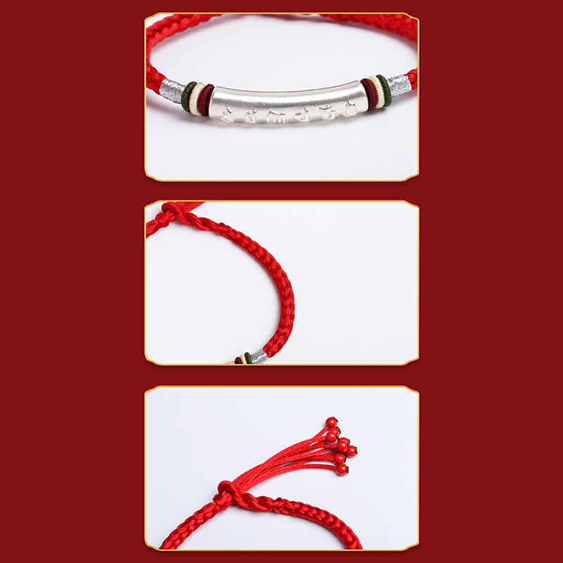 Nimara Ritual 999 Sterling Silver Om Mani Padme Hum Protection Strength String Bracelet