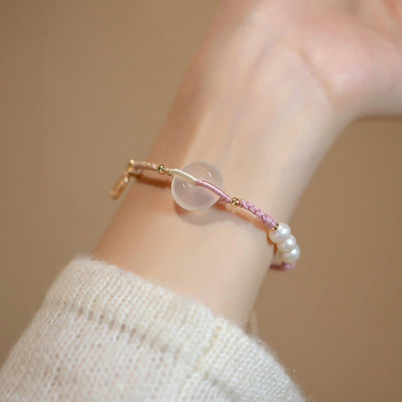 Nimara Ritual Chalcedony Round Peace Buckle Positive String Bracelet