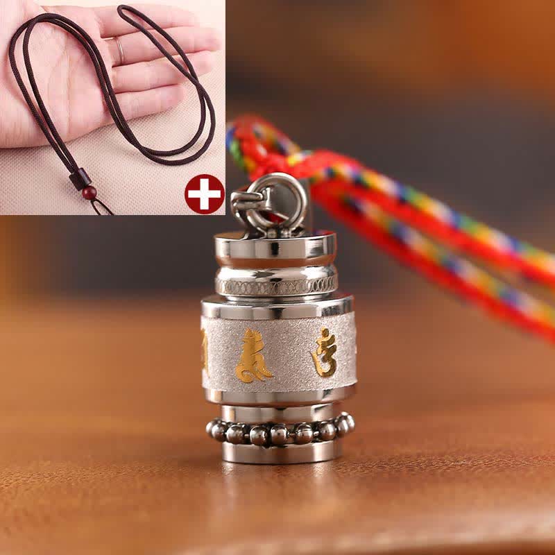 Nimara Ritual Tibet Om Mani Padme Hum Shurangama Mantra Titanium Steel Wisdom Amulet Necklace Pendant