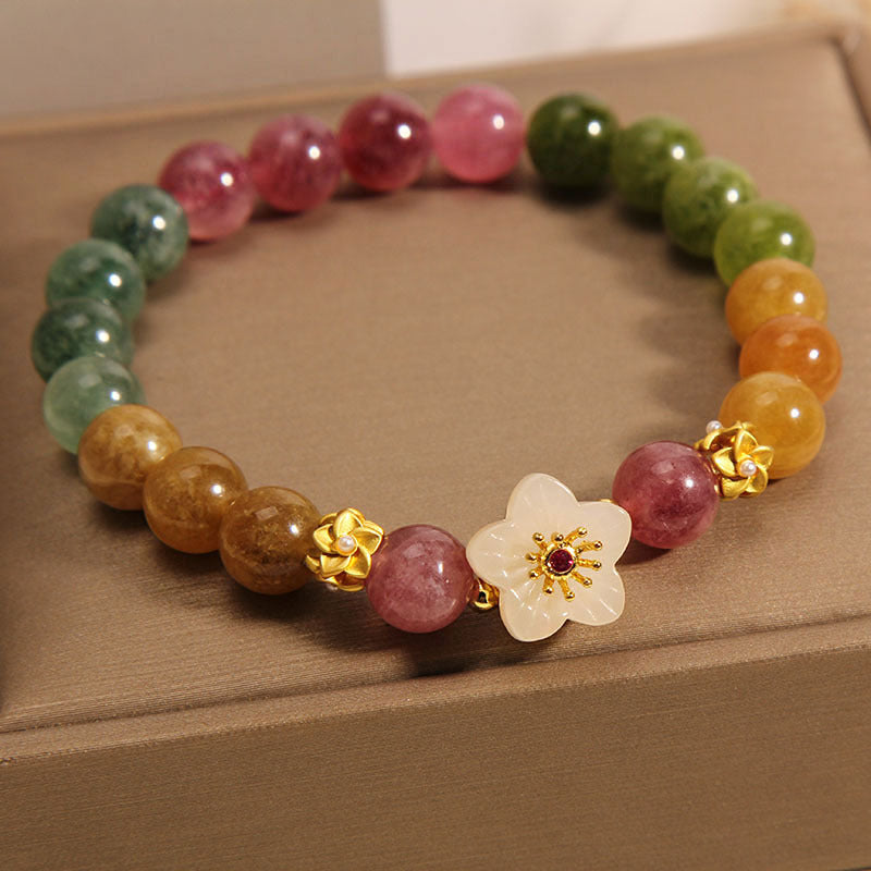 Nimara Ritual Colorful Tourmaline Jade Flowers Love Bracelet