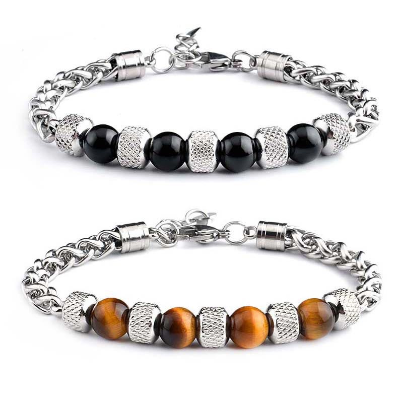 Nimara Ritual Black Onyx Tiger Eye Bead Courage Bracelet