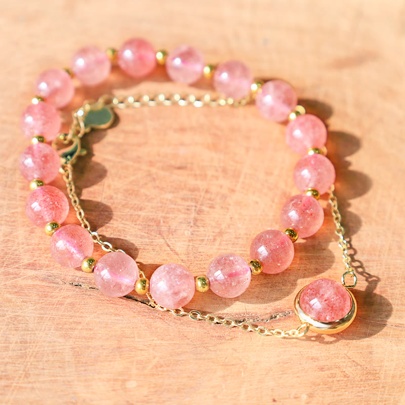 Nimara Ritual Sun Stone Strawberry Quartz Crystal Positive Bracelet