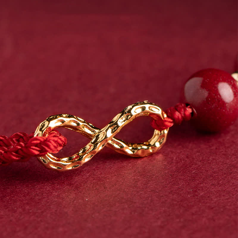Nimara Ritual Cinnabar Blessing Red String Golden Infinity Symbol Bracelet Anklet