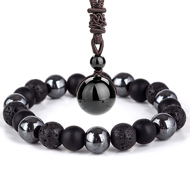 Nimara Ritual Tibetan Tiger's Eye Bracelet Necklace Set