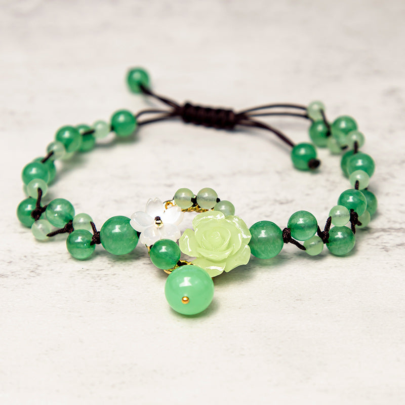 Nimara Ritual Financial Success Jade Braided Weave Prosperity Abundance Anklet