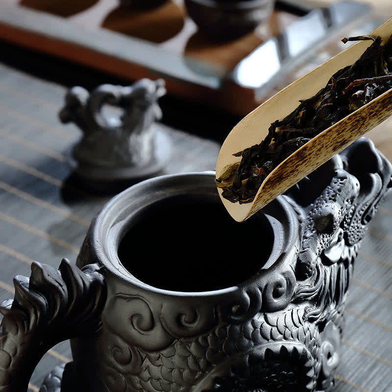 Nimara Ritual Vintage Dragon Phoenix Ceramic Teapot